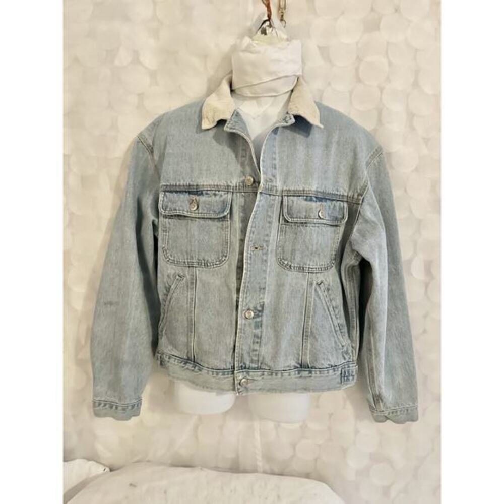 VTG 90s Banana Republic Denim Trucker Med Wash Jacket Men’s M Corduroy Collar